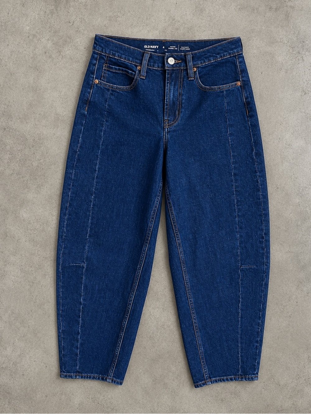 Old Navy High Rise Barrel Leg Cropped Jeans Women 4 Dark Wash Streetwear 2024
